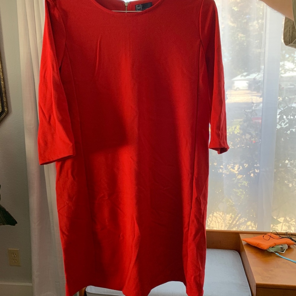 Red Dress, 3/4 length sleeves
Gap